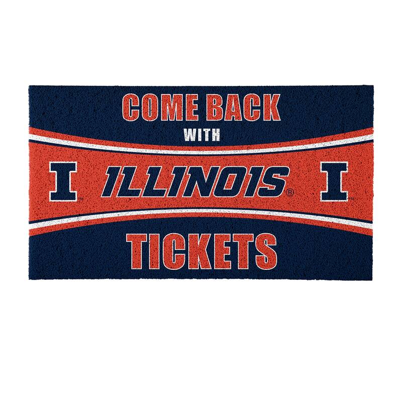 University of Illinois 28 in. x 16 in. PVC "Come Back With Tickets" Trapper Door Mat