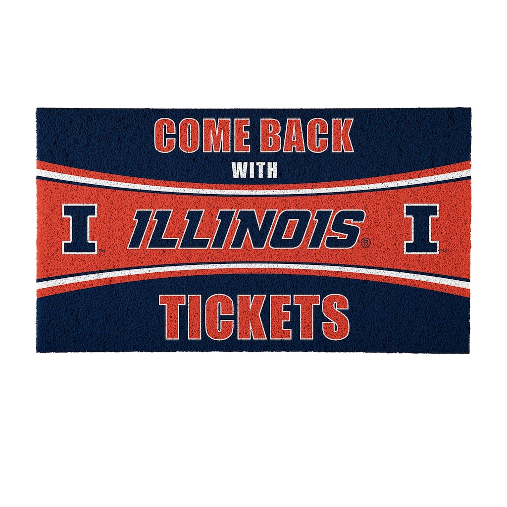 University of Illinois 28 in. x 16 in. PVC "Come Back With Tickets" Trapper Door Mat
