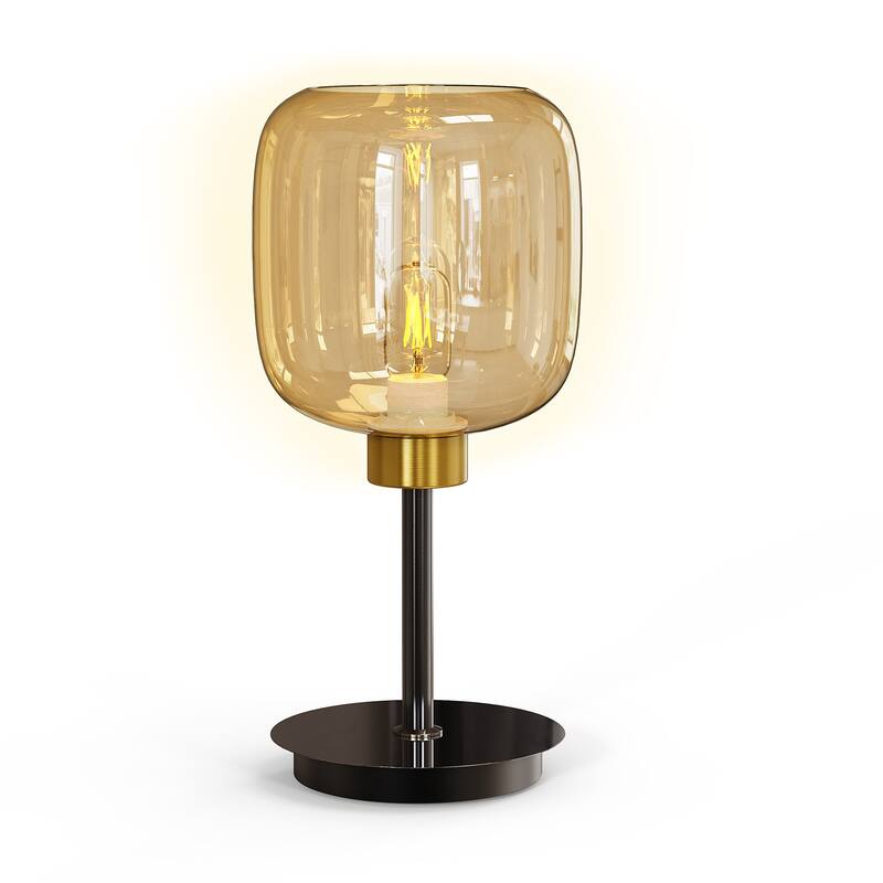 Elegant Amber Glass LED Table Bedside Lamp