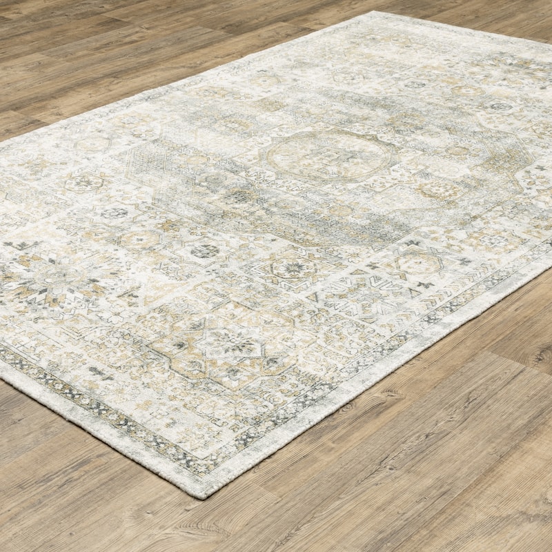 Style Haven Willett Oriental Grey/ Gold Area Rug - 8' x 10' - Rectangle