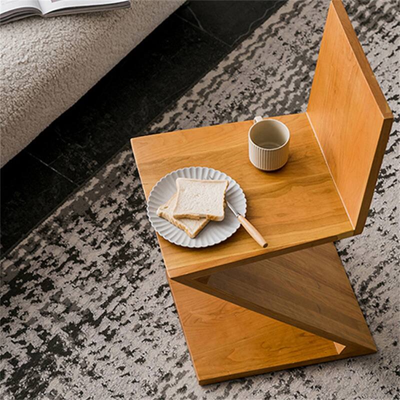 Z-shaped Dining Chair with Solid Wood Backrest Creative Retro Single Seat