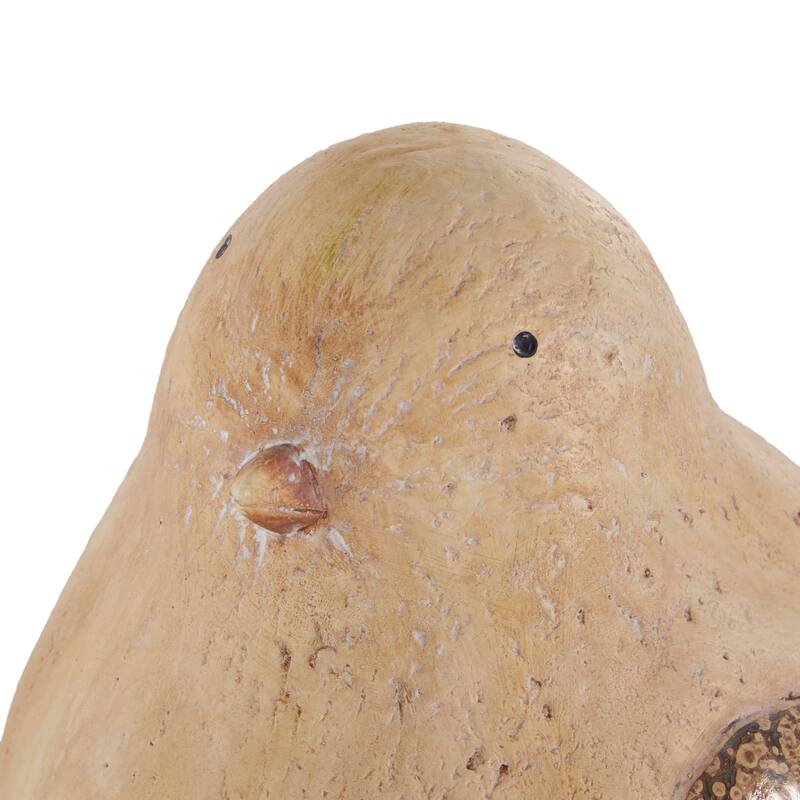Cream Magnesium Oxide Sitting Bird Decorative Garden Sculpture with Brown Accents