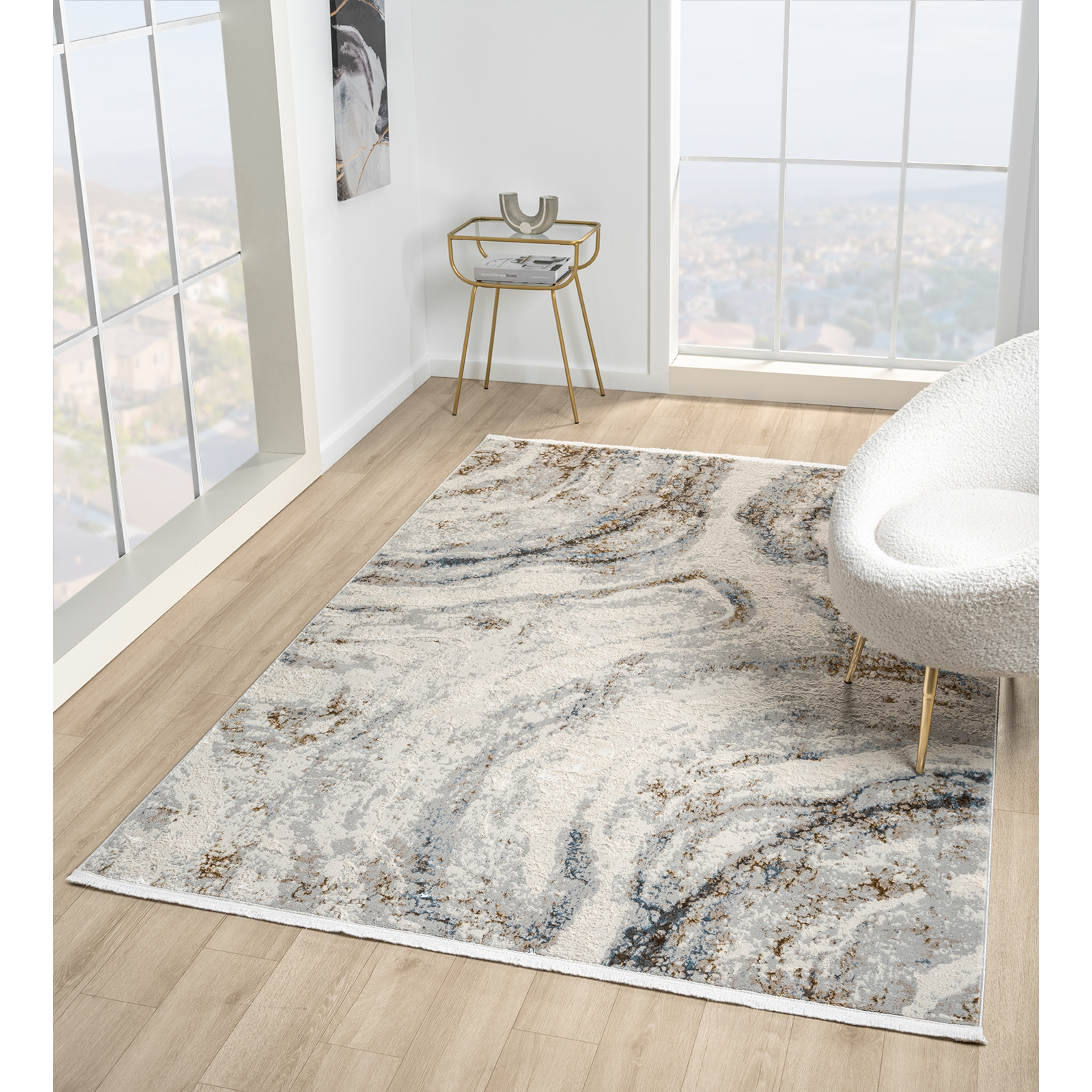 MDA Rugs Thea Collection Beige/Brown Abstract Area Rug