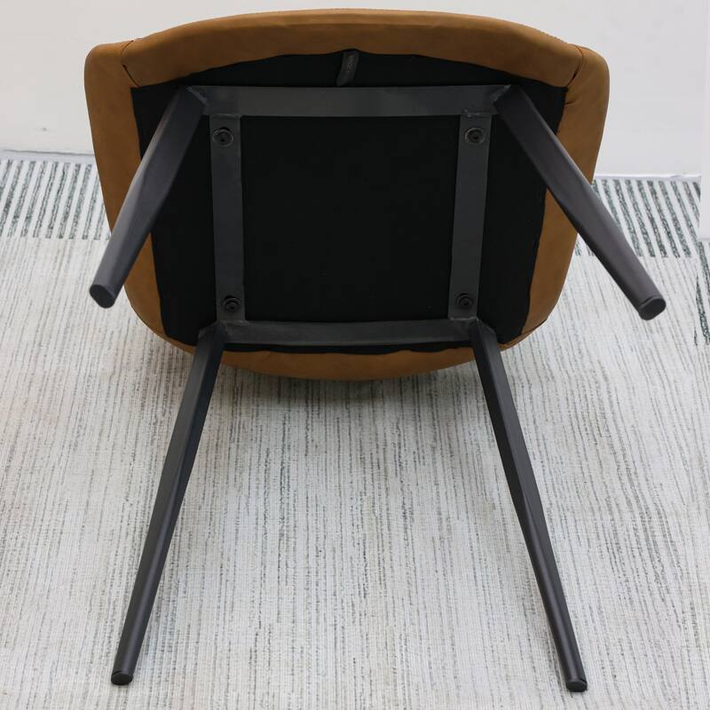 Leather Dining Chair Side Chair Coffee Chair Brown Lounge Chair Kitchen Chair Set of 4 Office Chair with Metal Legs