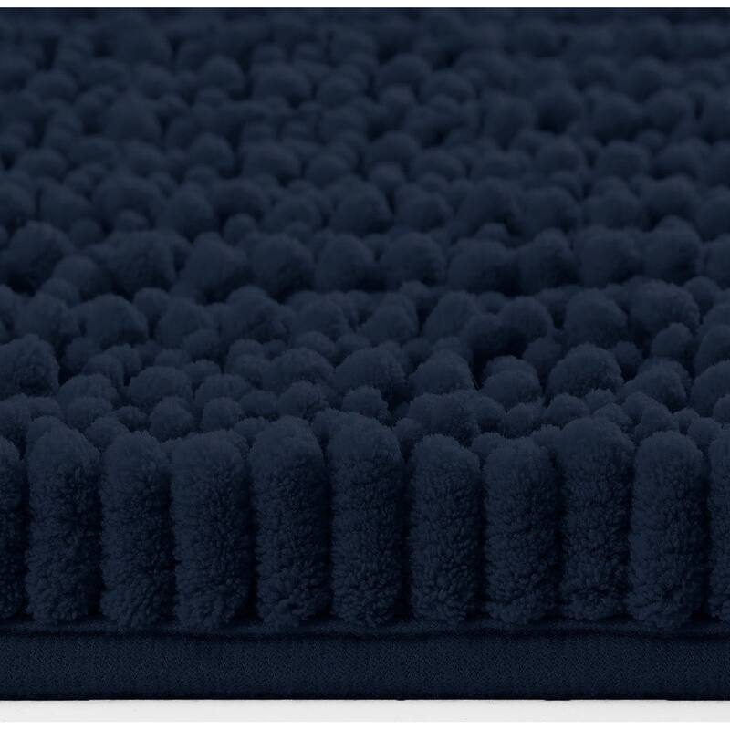 23"x15" - Navy Blue Soft Cozy Plush Chenille Bath Mat Bathroom Rug