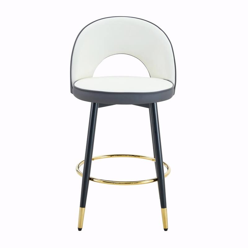 360° Rotatable Bar Chair with Modern PU Upholstery and Metal Legs