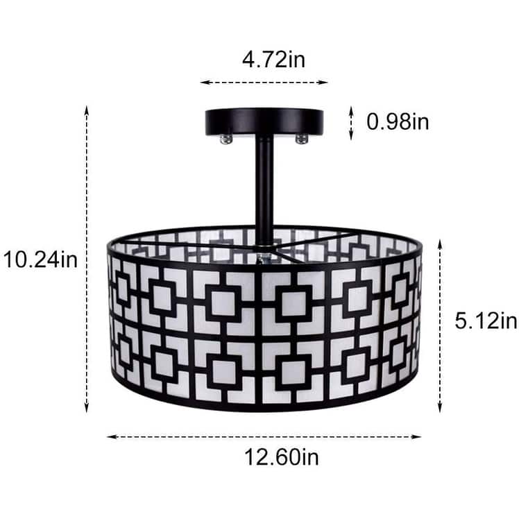 3 light Semi Flush Ceiling Light Fixture modern black ceiling lamp