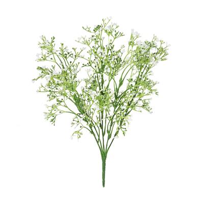 Set of 4 White Artificial Baby's Breath Gypsophila Flower Stem Bush Bouquet 16in - 16" L x 10" W x 8" DP