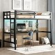 preview thumbnail 3 of 10, Black Twin XL Size Metal Loft Bed with Power Outlet and LED Lighted, Space-Saving, Noise Reduced