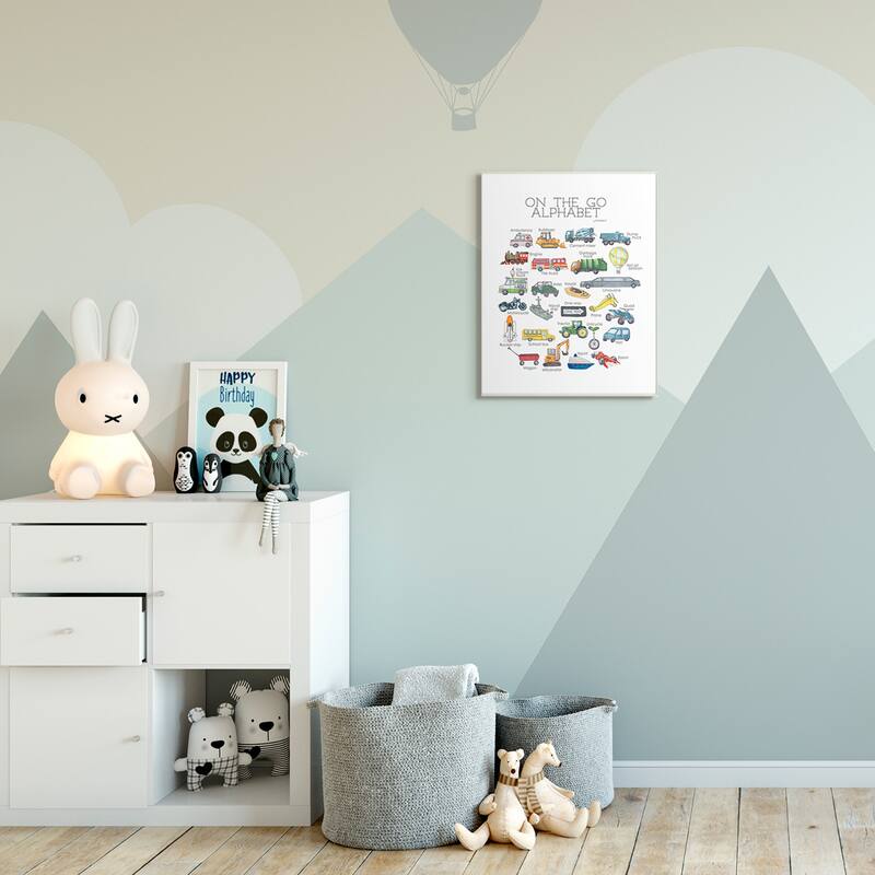 The Kids Room by Stupell Watercolor On The Go Transportation Alphabet Canvas Wall Art, 11x14, Proudly Made in USA - Multi-Color