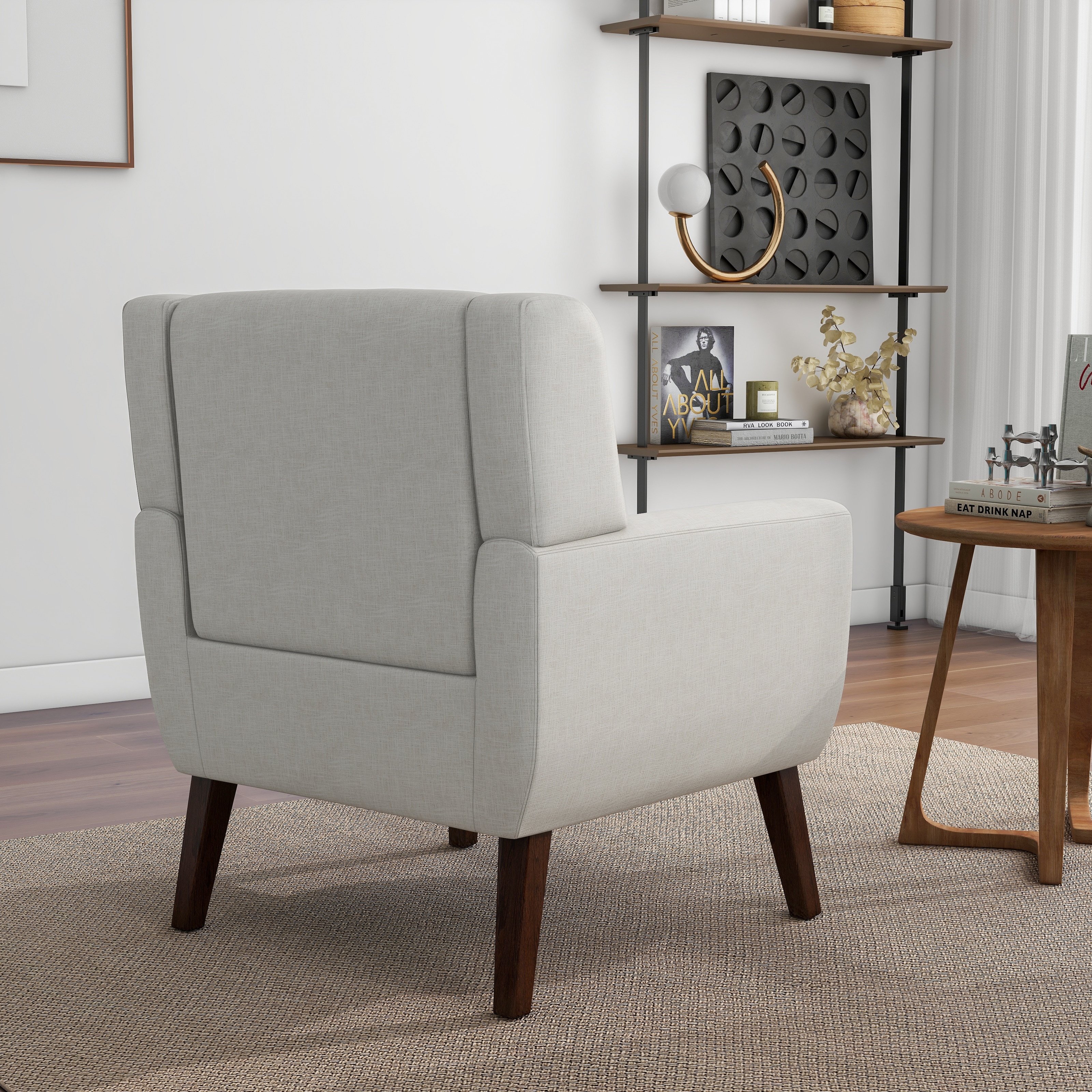 Modern Cotton Linen Upholstered Accent Chair for Living Room-image