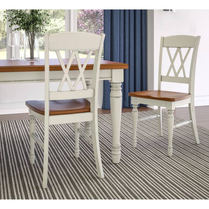 Monarch Off-White Wood 7 Piece Dining Set With18" Removable Leaf by Homestyles
