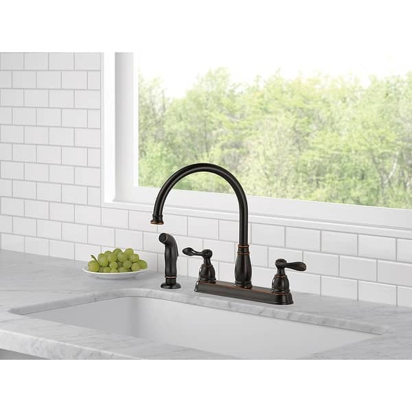 Shop Delta 21996lf Ob Oil Rubbed Bronze Kitchen Faucet With Two