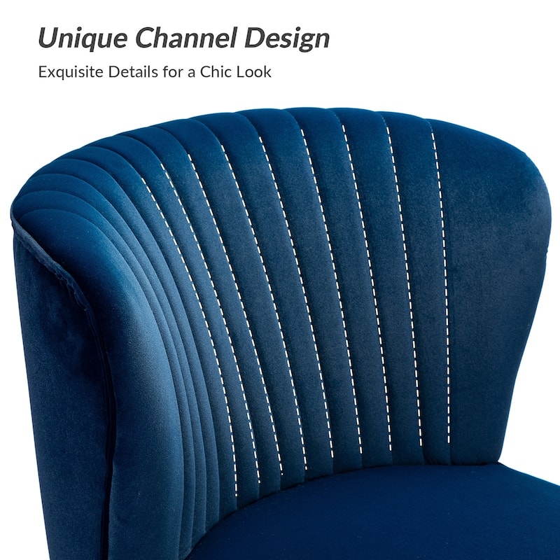 Monica 22''W Upholstered Modern Tufted Accent Side Chair with Gold Legs by HULALA HOME