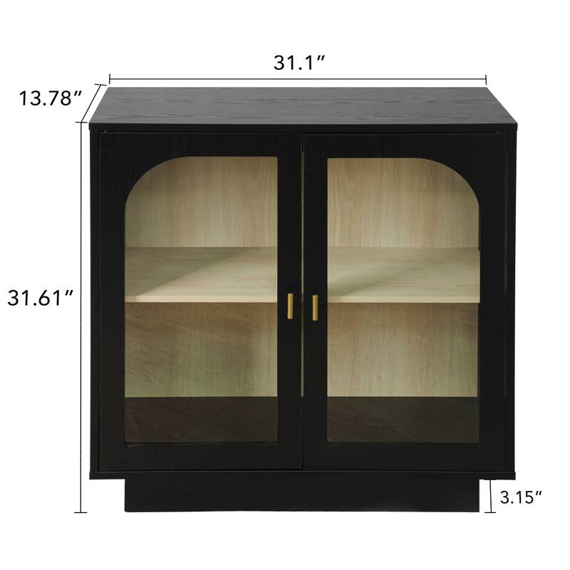 Roomfitters Storage Cabinet with Acrylic Glass Doors, Modern Display Organizer for Living Room