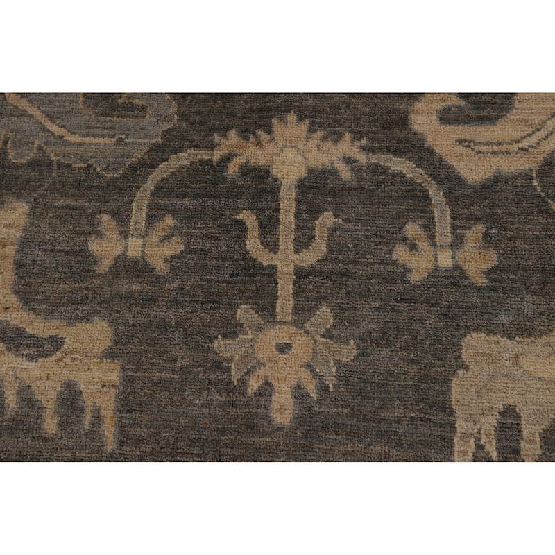 Oushak Turkish Area Rug Hand-Knotted Grey Transitional Wool Carpet - 8'10"x 11'7"