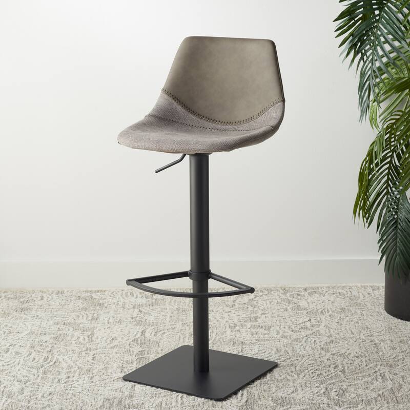SAFAVIEH Peroline Gas Lift Adjustable Bar Stool - 19 In. W x 18 In. D x 32-42 In. H - 19Wx18Dx42H
