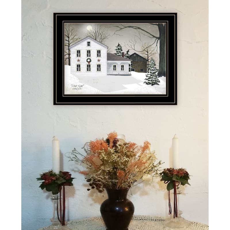 TrendyDecor4U Farmhouse "Silent Night" Framed Print Wall Art by Billy Jacobs - Holiday