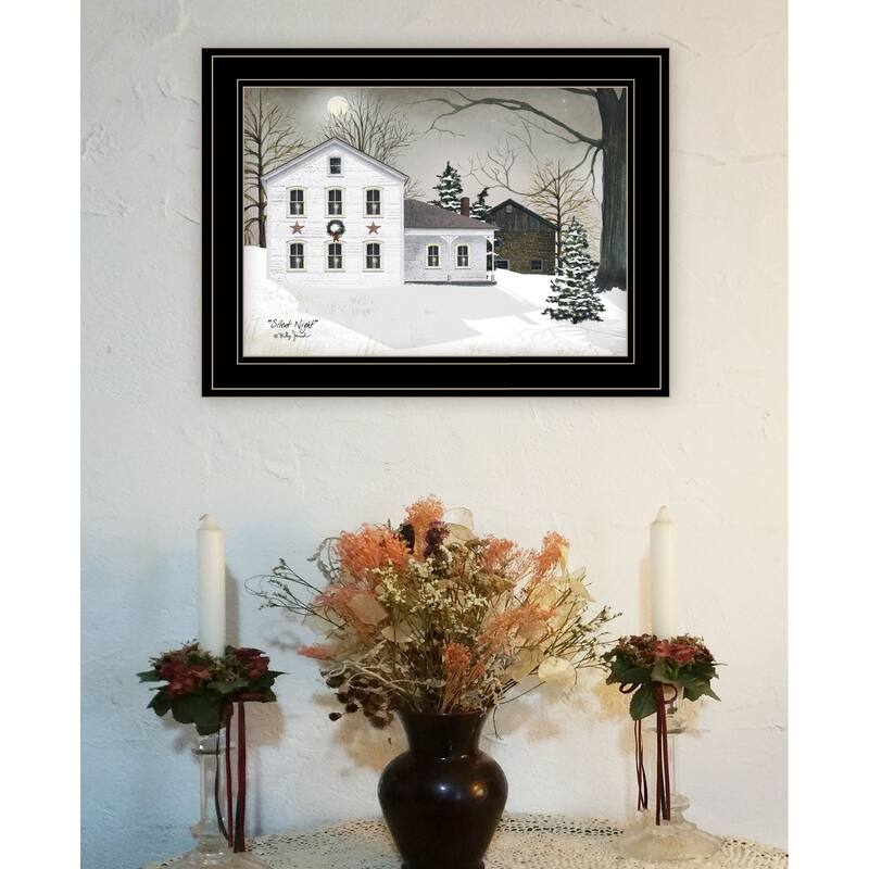 TrendyDecor4U Farmhouse "Silent Night" Framed Print Wall Art by Billy Jacobs - Holiday