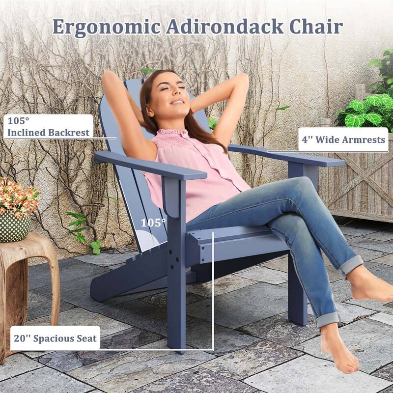 Gymax 2PCS Patio Adirondack Chair w/ Inclined Seat High Backrest &