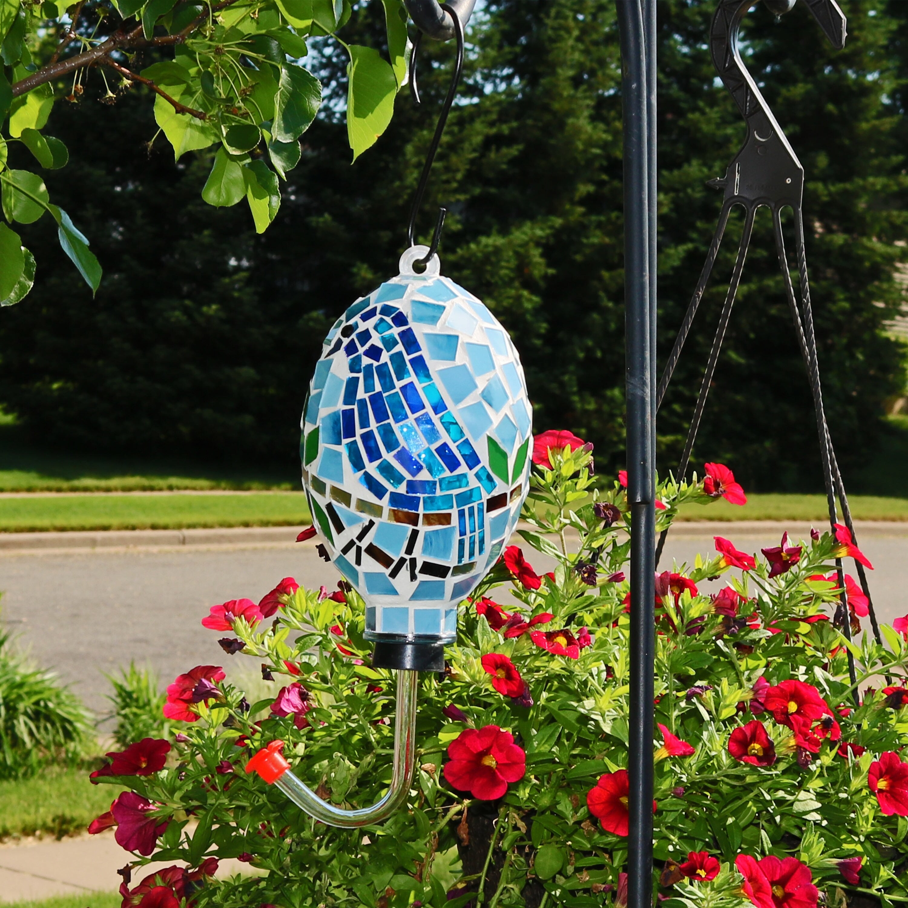 Shop Sunnydaze Mosaic Glass Bluebird Outdoor Hanging Hummingbird