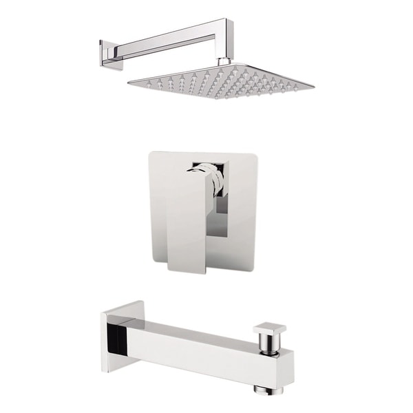 Aquamoon Milan Shower Set Chrome With 12" Showerhead, Spout and Wall Shower Arm