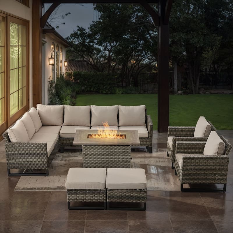 Gymojoy L-Shaped Outdoor Corner Sectional Sofa 6-seats Couch Conversation Set
