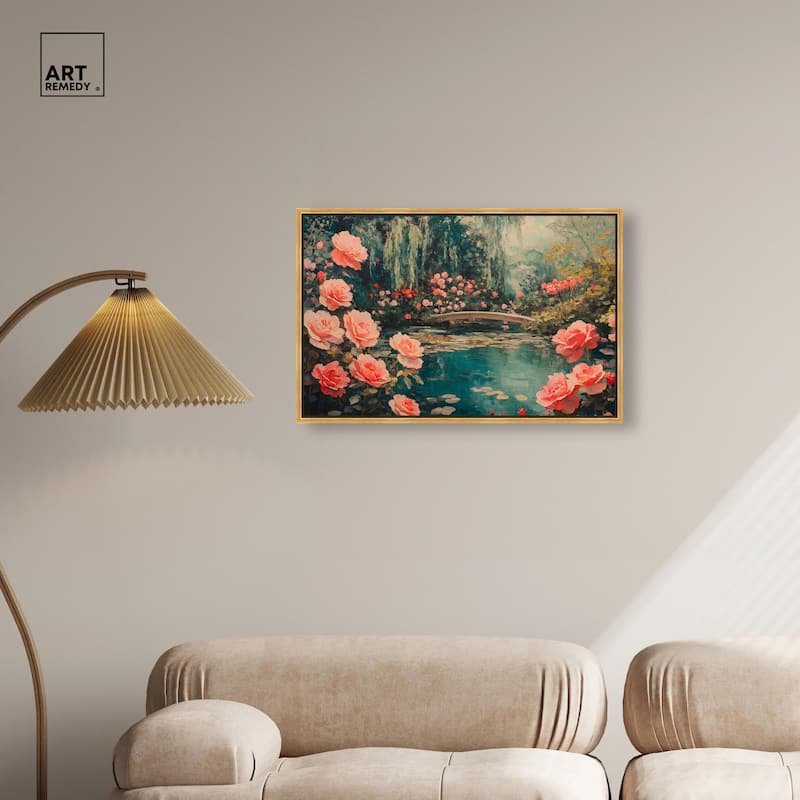 Rose Garden Bridge II Canvas by Art Remedy