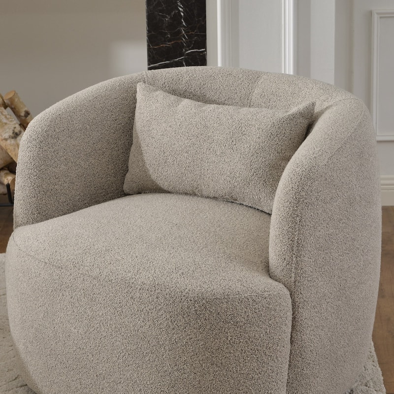 KINWELL 34" Sherpa Swivel Accent Chair Boucle Upholstered Armchair