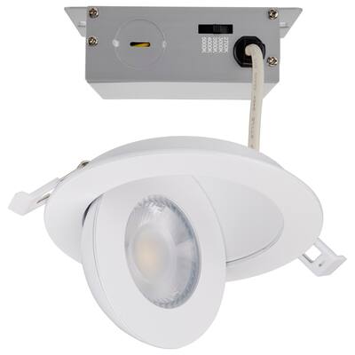 9 Watt CCT Selectable LED Direct Wire Downlight Gimbaled 4 Inch Round Remote Driver White