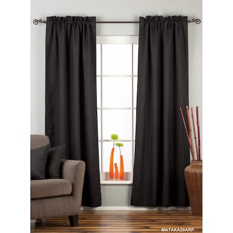 Black Rod Pocket Matka Raw Silk Curtain / Drape / Panel - Piece