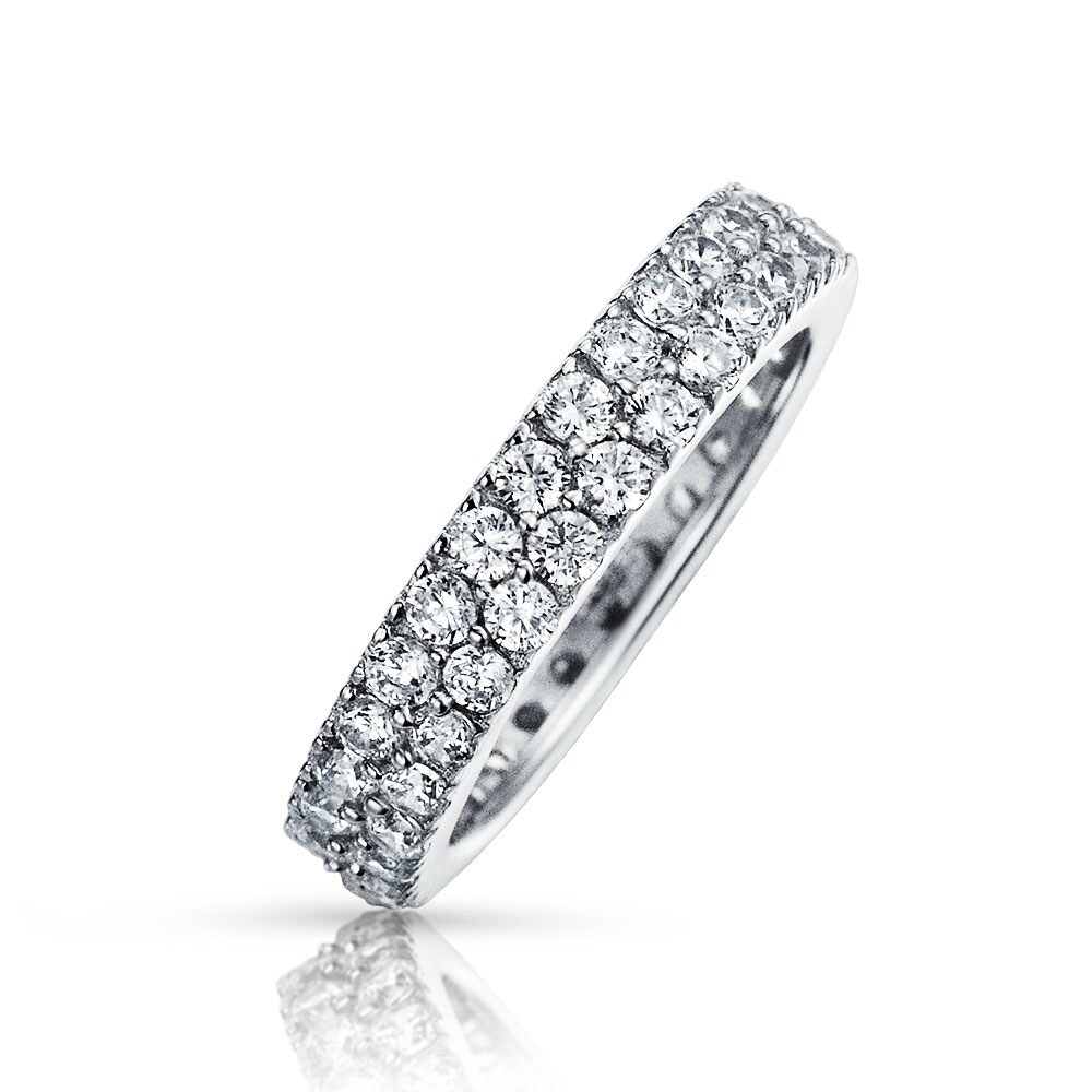Shop Simple 2 Row Pave Cubic Zirconia Cz Anniversary Wedding Band