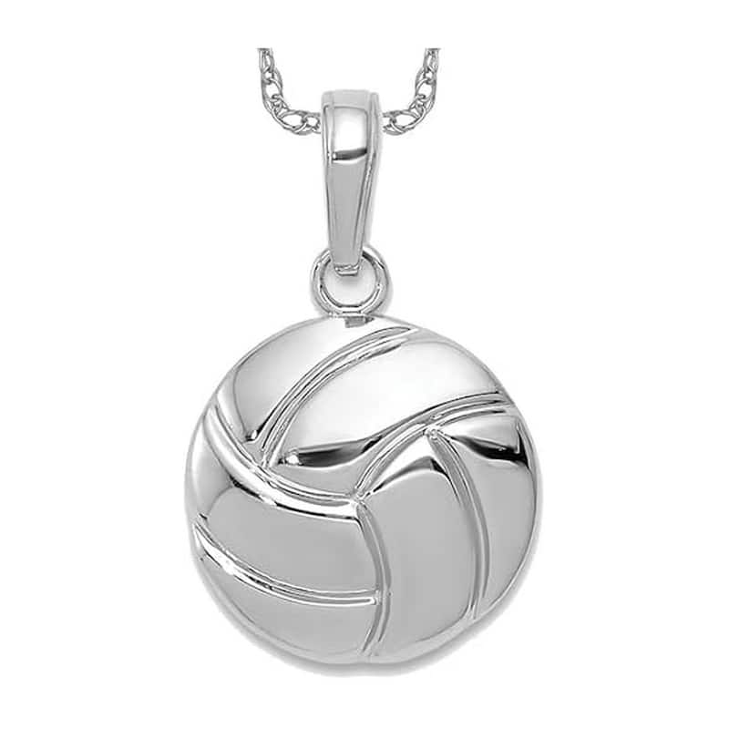 Curata 14k Yellow or White Gold 18" 13.5mm Polished 2-d Volleyball Necklace - White