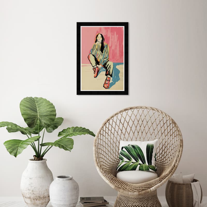 Wynwood Studio Prints Fashion and Glam Hip and Cool Lady Pink and Modern & Contemporary Wall Art Canvas Print - Black