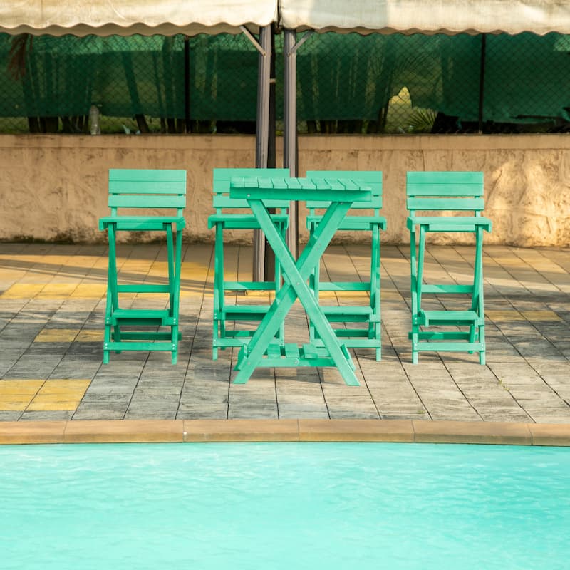 Key West Fully Assembled All-Weather Outdoor Folding Bar Set - 5-piece - Green