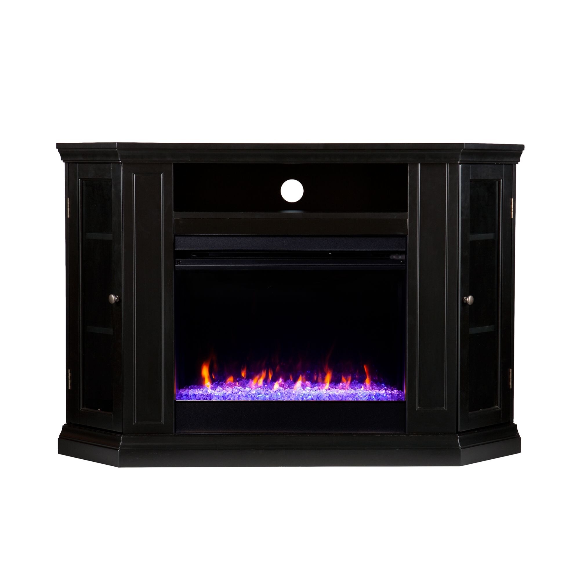 Shop 48 Black Solid Convertible Electric Fireplace With Media