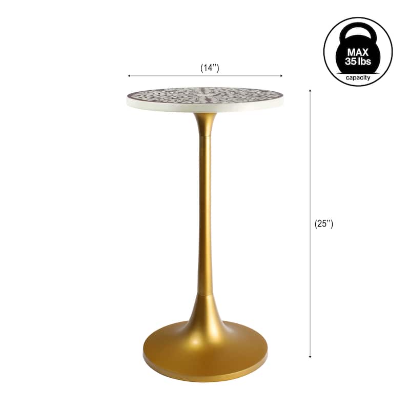 Miles 25" Modern Bohemian Metal/Resin Inlay Top End Table, by JONATHAN Y