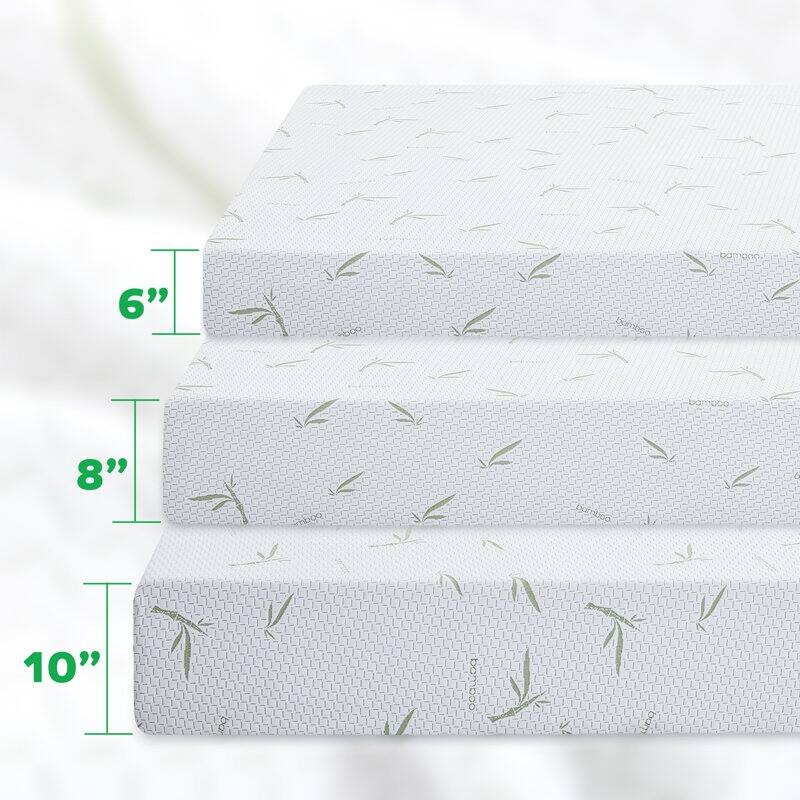EGOHOME 8 Inch Green Tea Medium Memory Foam Mattress with Bamboo Cover