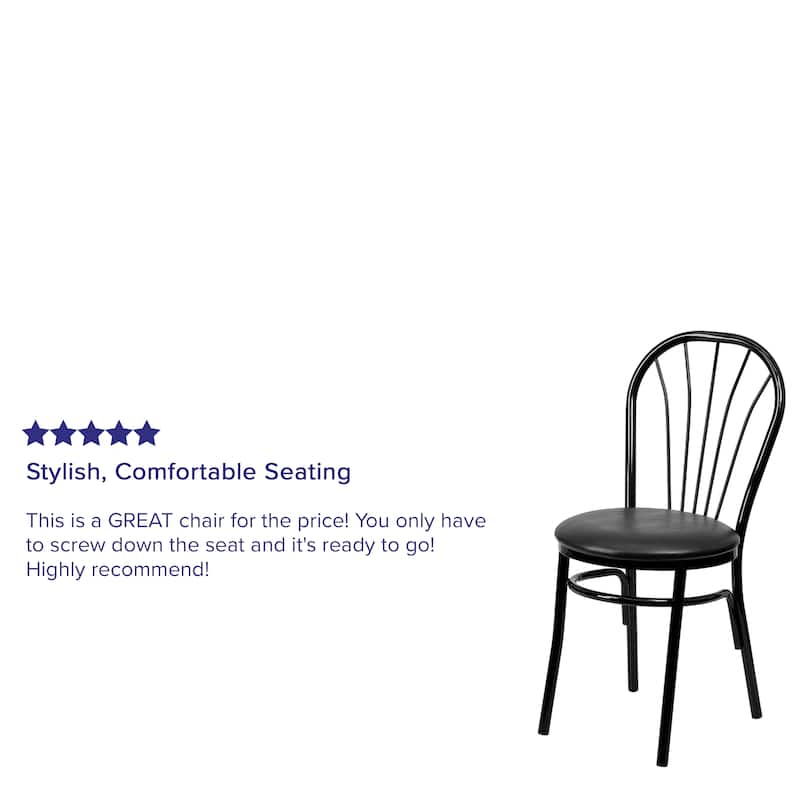Fan Back Metal Chair with Vinyl Seat - 16"W x 20"D x 34.5"H