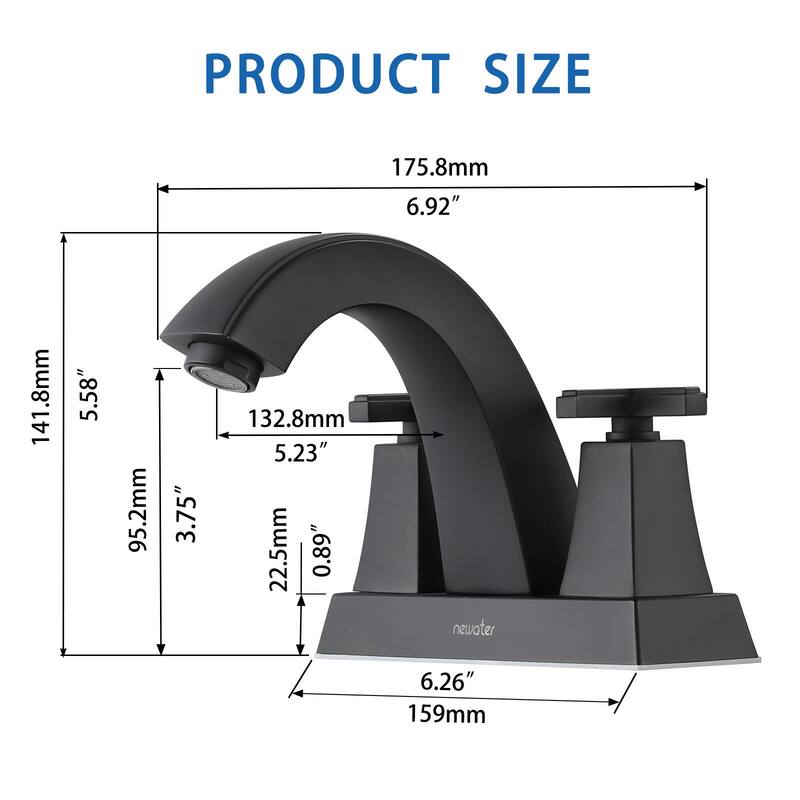 2-Handle Bathroom Sink Faucet Cross handle with Pop-up Drain