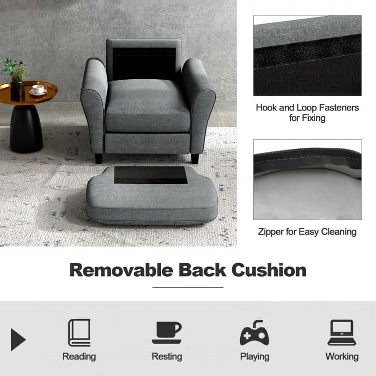 Modern Upholstered Accent Chair with Rubber Wood Legs - 36" x 32" x 35"