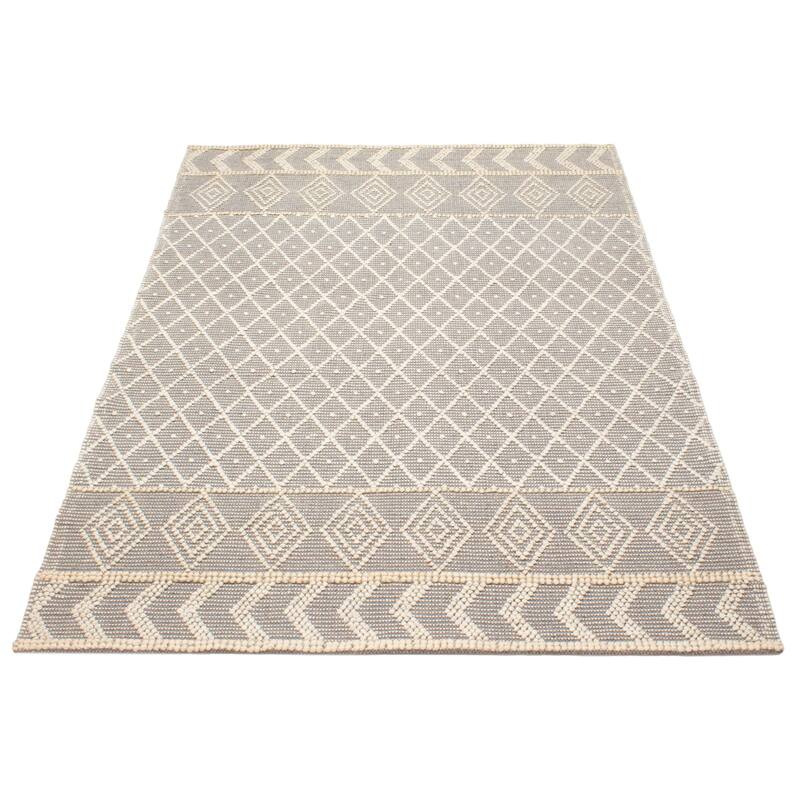 ECARPETGALLERY Braid weave Sienna Grey Wool Rug - 6'1 x 8'11