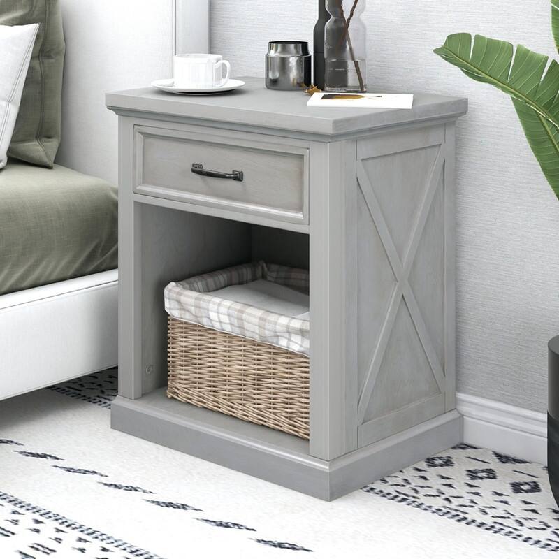 Modern Style Wooden Nightstand with Drawers Storage