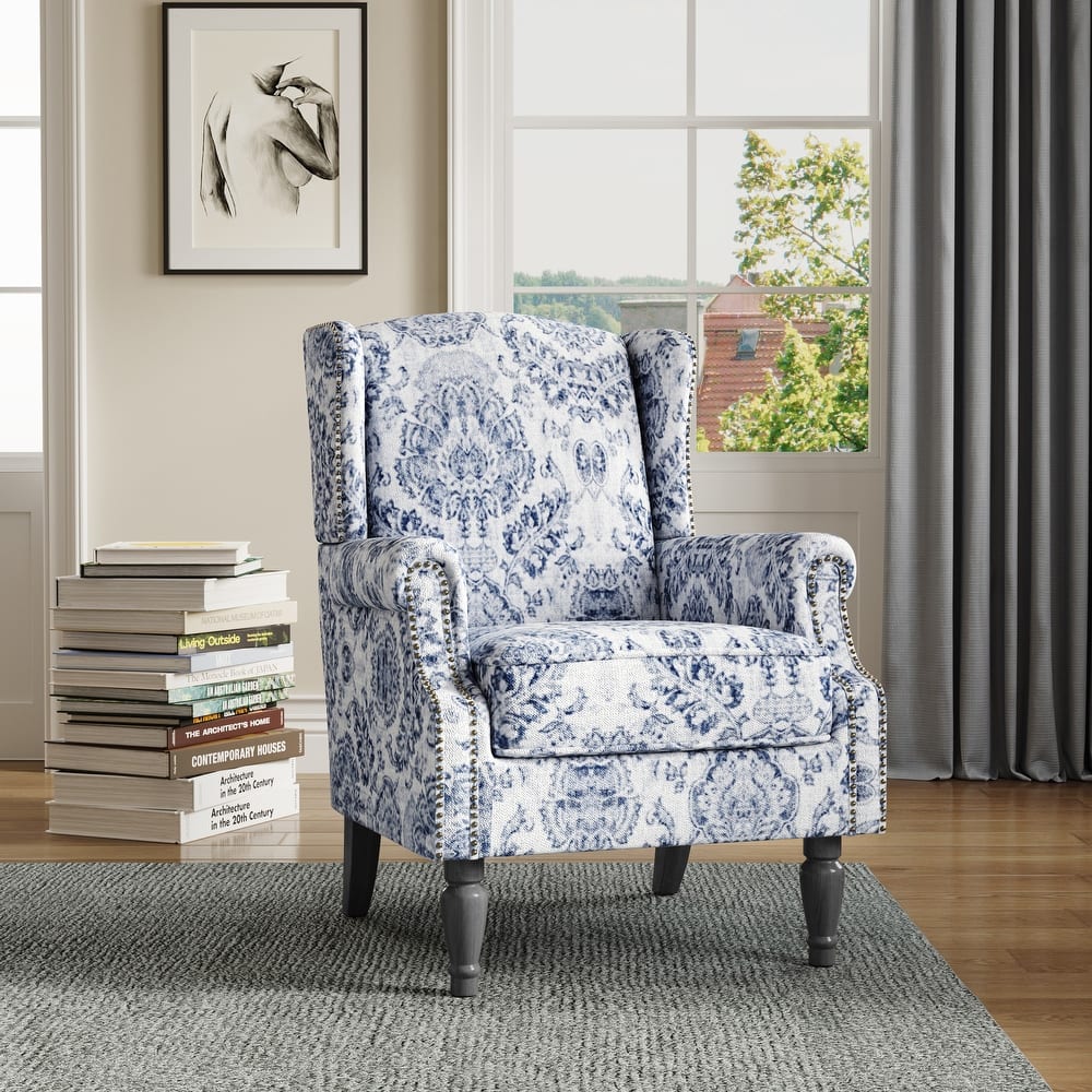 Wingback Accent Chair Nailhead Trim Living Room Reading Chair