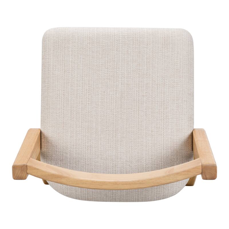 Indoor Rubberwood Barstool, Natural Finished and Beige Upholstery, Set of 2