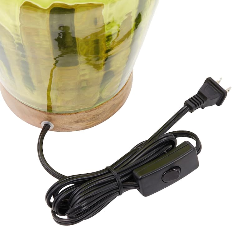 Lily River of Goods Chartreuse Green and Gold Glass 10.5-Inch Accent Lamp - 7.75" x 7.75" x 10.5"