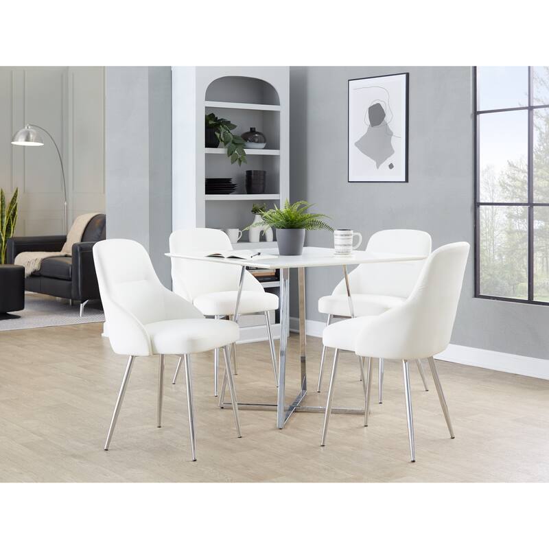 Silver Orchid Yvette Upholstered Chair with Chrome Tapered Metal Legs (Set of 2)