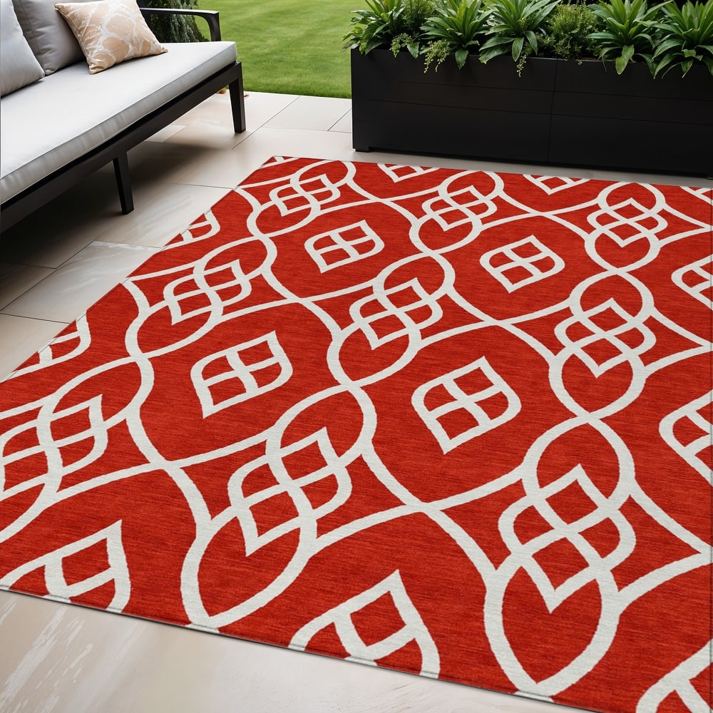 HomeRoots Trellis Transitional Rectangle Outdoor Rug