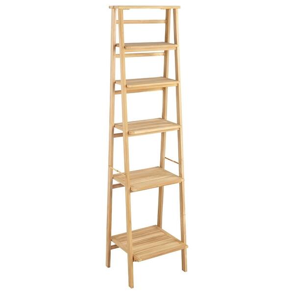 Shop Signature Hardware 304992 Oversized Ladder Style Teak Bathroom Shelf Natural Wood Overstock 22919863