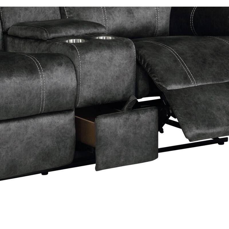 HomeRoots 70" Dark Gray Microfiber Manual Reclining Loveseat With Storage - 70.07' X '40.94' X '37.01